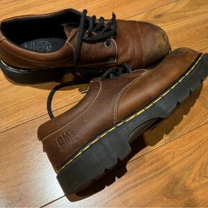 Steel Toe Dr. Martens Brown Leather Oxfords Doc Martin DM’s Industrial ENGLAND